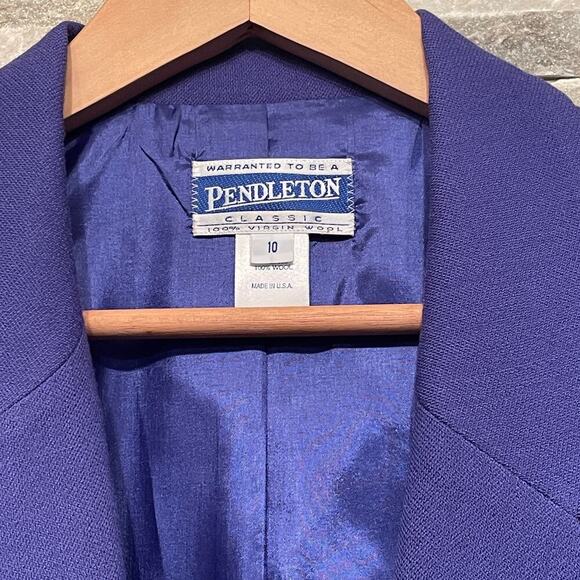 Vintage Pendleton 100% Wool Blazer 10 | Purple Classic Tailored Jacket USA, Rare - Picture 2 of 9